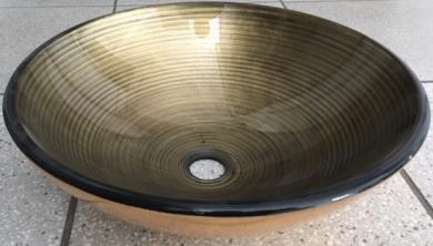 Aufsatz-Waschbecken Glas rund Gold (Einzelstück) 