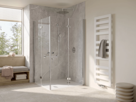 HSK Duschkabine EXKLUSIV 2.0 ECKEINSTIEG MIT DREHFALTTÜR PENDELBAR AN NEBENTEIL 