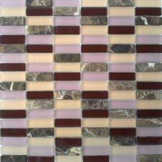 Glas-Natursteinmosaik SG1548-3 Bordeaux Mix 