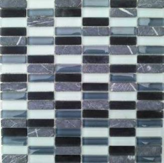 Glas-Natursteinmosaik SG1548-4 Grau Mix 