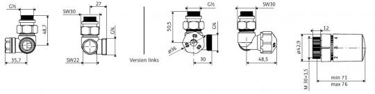 HSK Anschluss-Set, Seitenanschluss Wand, Winkel-Eck Version links