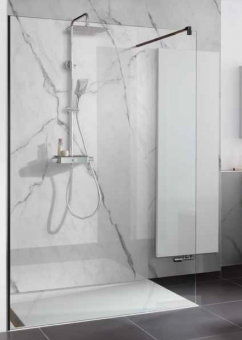 (0) Aktion! HSK Duschkabine WALK IN Pro Frontelement kompl. mit Wandanschlussprofil Echtglas klar hell Schwarz-matt,140x200cm 