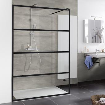 HSK Duschkabine WALK IN Pro Frontelement kompl. mit Wandanschlussprofil Schwarz-matt, Glasdecor Loft 02  120x200cm