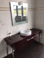 (0) Mobiltesino italienisches Badinterieur 155cm - Waschtisch + Unterschrank + Spiegel 