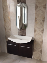 Idea italienisches Badinterieur 90cm - Waschtisch + Unterschrank + Spiegelschrank mit Beleuchtung 