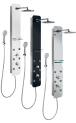 (0) AKTION!  HSK Duschpaneel SOFTCUBE Korpus Edelstahl, Front Edelglass weiß/schwarz/Spiegel 