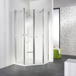 HSK Duschkabine EXKLUSIV FÜNFECKDUSCHE 4-TEILIG Klar hell | 90 (45/63,6/45) | Alu silber-matt